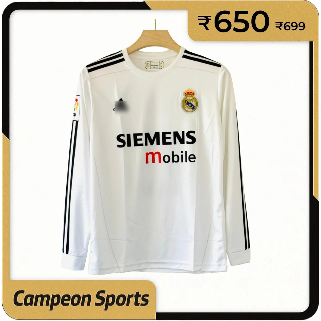 Beckham’s Iconic Madrid Era with the 2004-05 Real Madrid Home Jersey – Full Sleeve Embroidery Edition